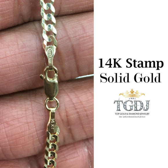 14k Solid Gold Cuban Curb Link Chain 3.6mm 20" - Picture 4 of 5